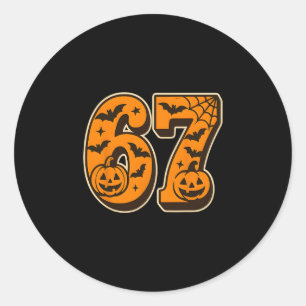 67 Halloween Six Seven Brainrot Meme Jungen Kinder Runder Aufkleber