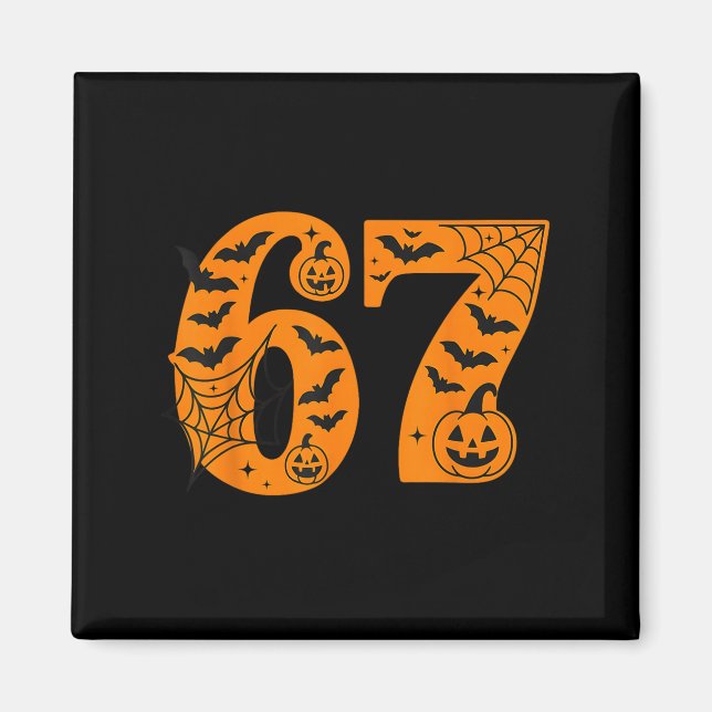 67 Halloween Six Sieben Brainrot Meme Jungs Kinder Magnet (Vorne)