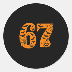 67 Halloween Six Sieben Brainrot Meme Jungs Kinder Runder Aufkleber