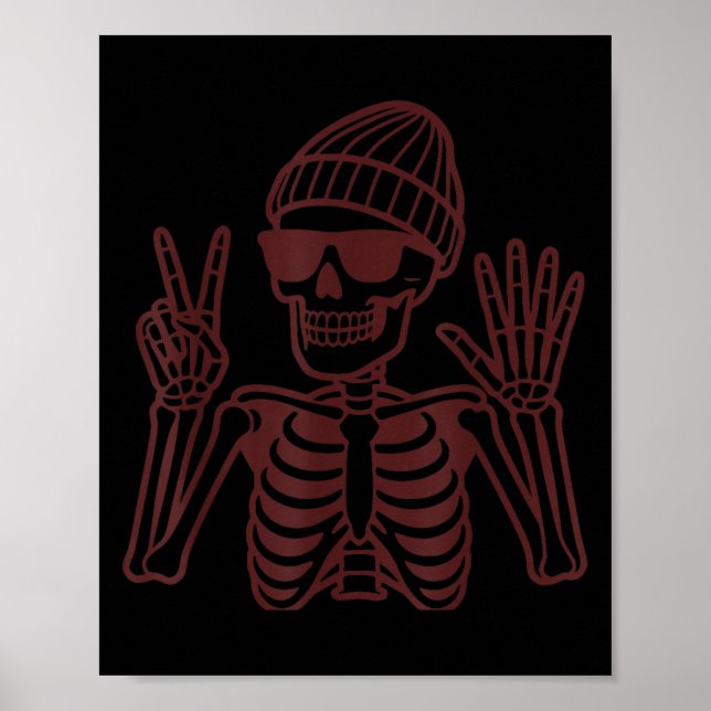 67 Halloween Skeleton Peace Sign Funny Meme Six Se Poster (Vorne)