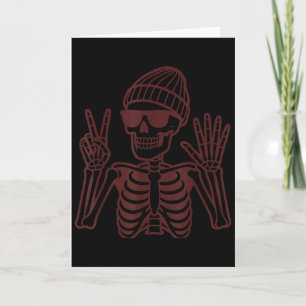 67 Halloween-Skelett Friedenszeichen Lustiges Meme Karte