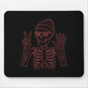 67 Halloween Skelett Friedenszeichen Lustiges Meme Mousepad