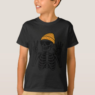 67 Halloween-Skelett Friedenszeichen Lustiges Meme T-Shirt