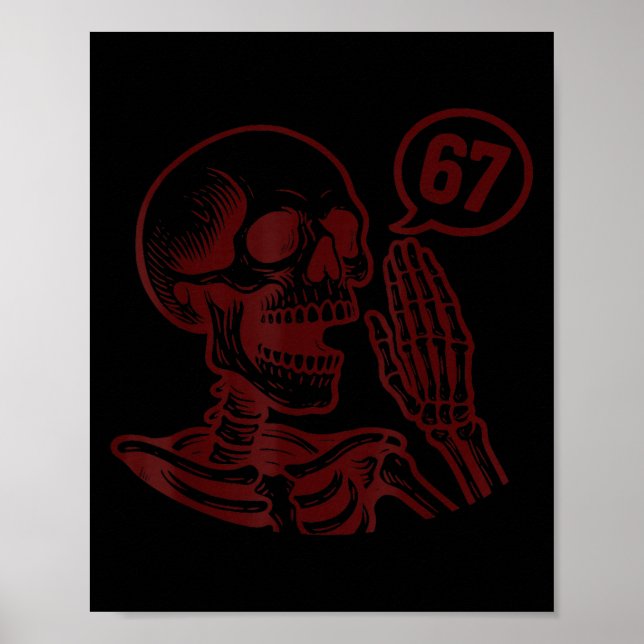 67 Halloween-Skelett Sechs Sieben Meme Brainrot Lu Poster (Vorne)