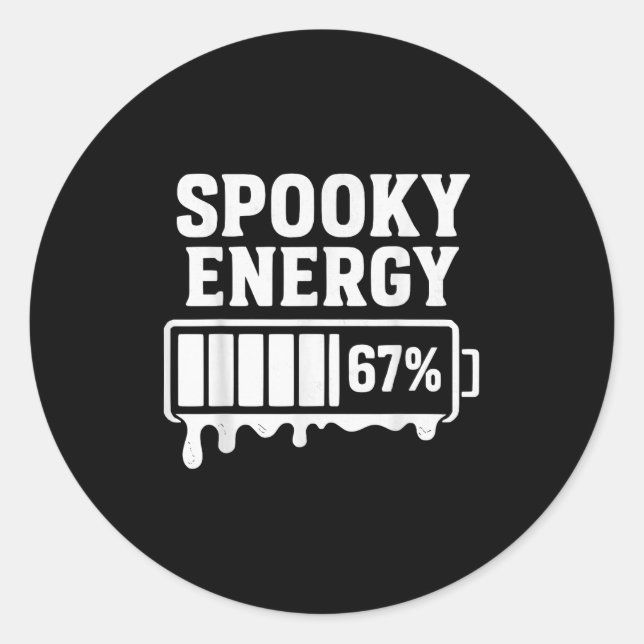 67 Halloween Spooky Energie Brainrot Meme Six Sieb Runder Aufkleber (Vorderseite)