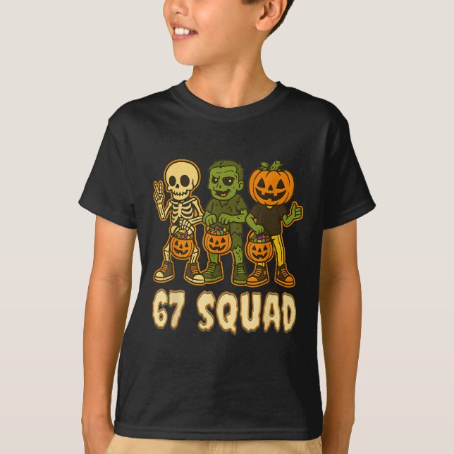 67 Halloween Squad Pumpkin Six Sieben Jungs Brainr T-Shirt (Vorderseite)