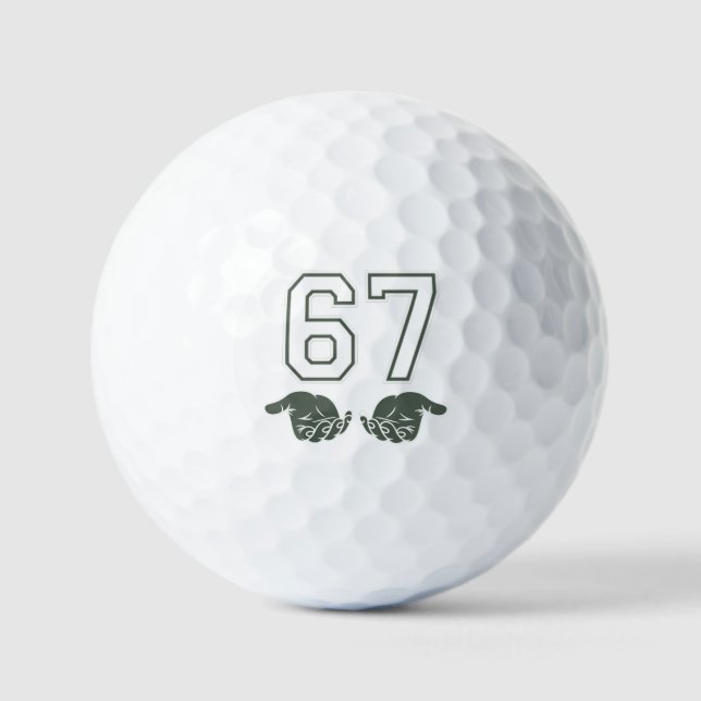 67 Hand Funny Six Seven Meme Generation Alpha  Golfball (Vorderseite)