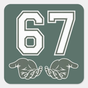 67 Hand Funny Six Seven Meme Generation Alpha Quadratischer Aufkleber