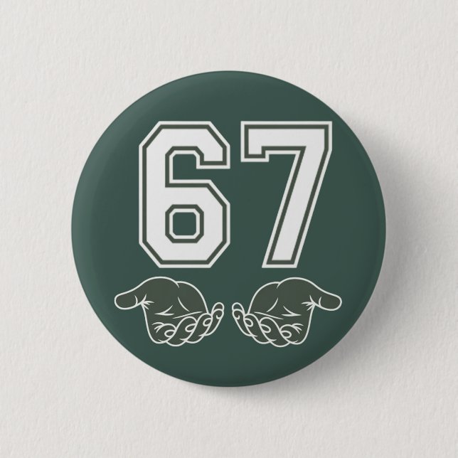 67 Hand Lustig Six Seven Meme Generation Alpha  Button (Vorderseite)