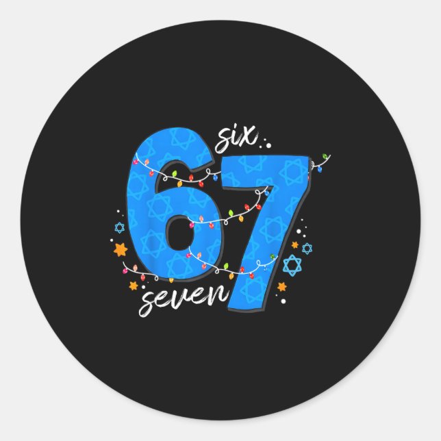 67 Hanukkah Jewish Holiday Menorah Six Seven Meme  Runder Aufkleber (Vorderseite)