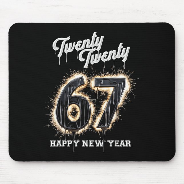 67 Happy New Year's Eve Six Seven Funny 2026 Brain Mousepad (Vorne)