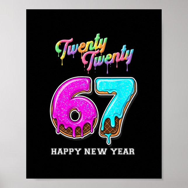 67 Happy New Year's Eve Six Seven Funny 2026 Brain Poster (Vorne)