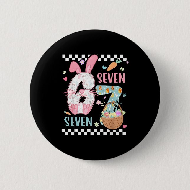 67 Hase sechs sieben Ostern 6 7 Ostern frohe Oster Button (Vorderseite)