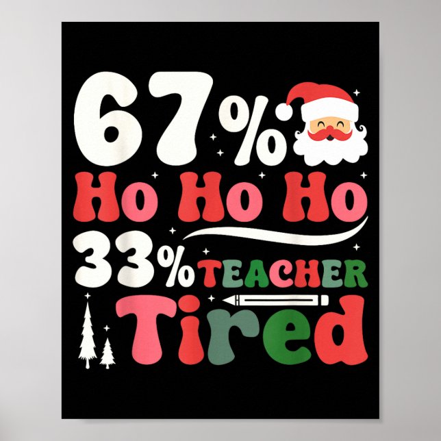 67% Ho Ho Ho 33% Teacher Tired Retro Christmas 67  Poster (Vorne)