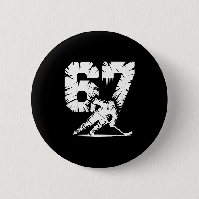 67 Hockey Cool Six Seven Gen Alpha Slang Winter St Button (Vorderseite)