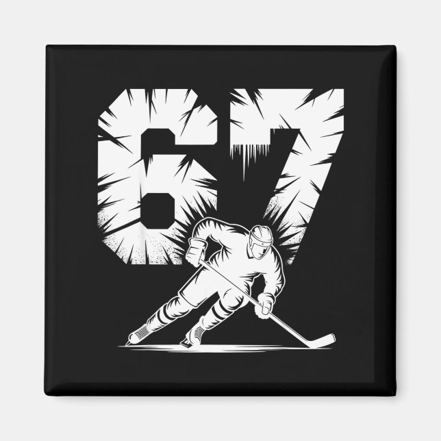 67 Hockey Cool Six Seven Gen Alpha Slang Winter St Magnet (Vorne)
