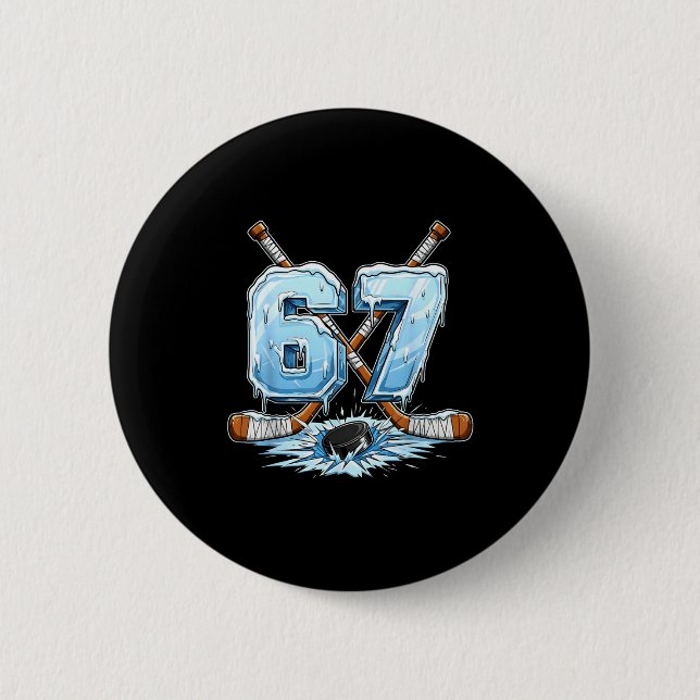 67 Hockey Drip Number Funny Meme Style Boys Graphi Button (Vorderseite)
