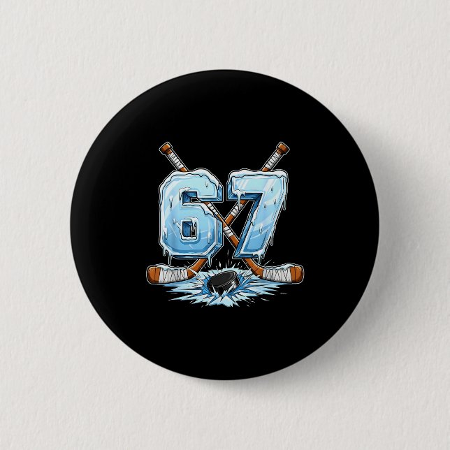67 Hockey Drip Number Funny Meme Style Boys Graphi Button (Vorderseite)