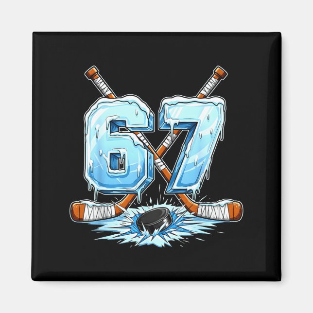 67 Hockey Drip Number Funny Meme Style Boys Graphi Magnet (Vorne)