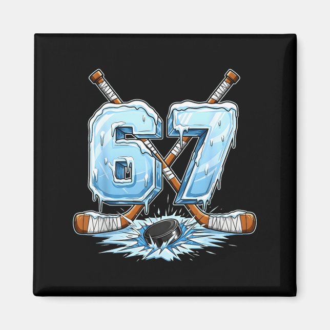 67 Hockey Drip Number Funny Meme Style Boys Graphi Magnet (Vorne)