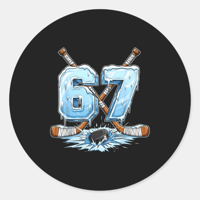 67 Hockey Drip Number Funny Meme Style Boys Graphi Runder Aufkleber (Vorderseite)