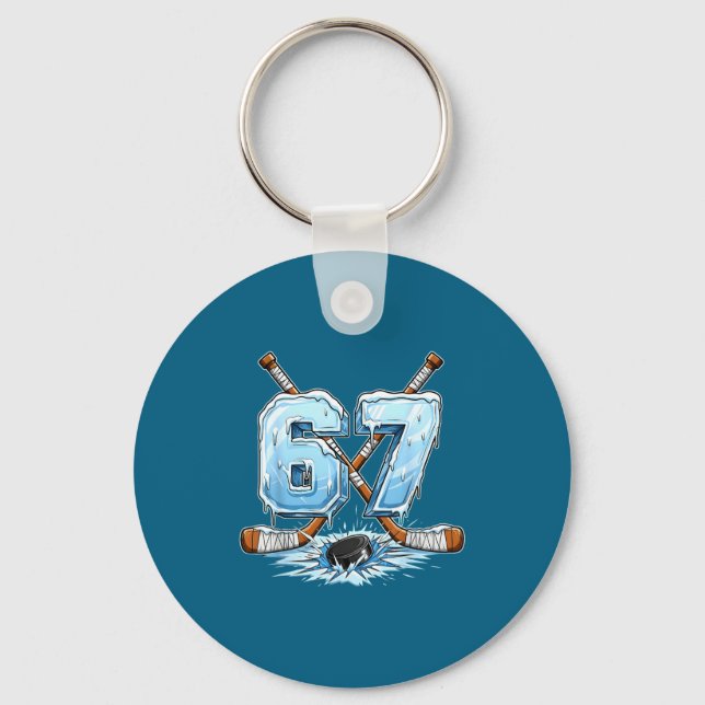 67 Hockey Drip Number Funny Meme Style Boys Graphi Schlüsselanhänger (Vorderseite)