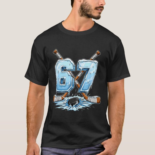 67 Hockey Drip Number Funny Meme Style Boys Graphi T-Shirt (Vorderseite)