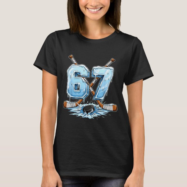 67 Hockey Drip Number Funny Meme Style Boys Graphi T-Shirt (Vorderseite)