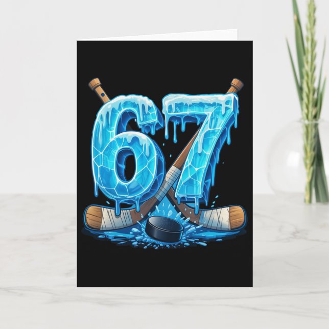 67 Hockey Drip Number Funny Meme Style Six Seven  Karte (Vorderseite)