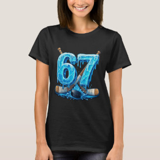67 Hockey Drip Number Funny Meme Style Six Seven  T-Shirt