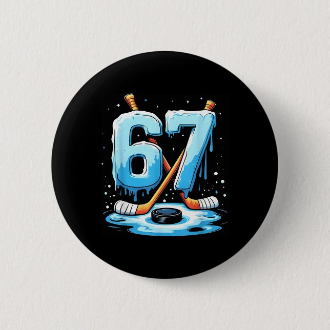 67 Hockey Eiscreme-Drip Gen Alpha-Slang Jungen Män Button (Vorderseite)