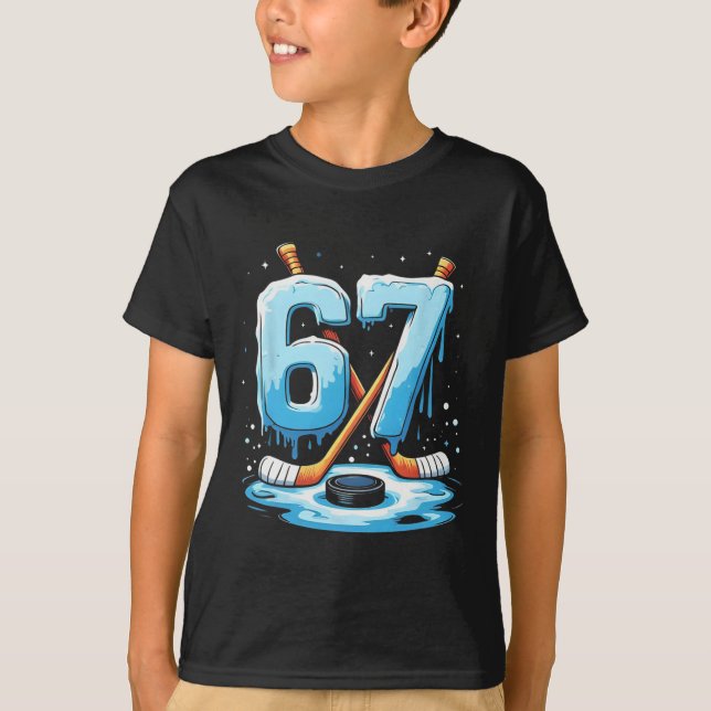 67 Hockey Ice Cream Drip Gen Alpha Slang Boys Men  T-Shirt (Vorderseite)