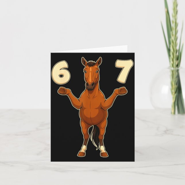 67 Horse Funny Gen Alpha Slang Kids Teens Number T Karte (Vorderseite)