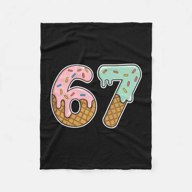 67 Ice Cream 67 Meme Funny Six Seven Gen Alpha Men Fleecedecke (Vorderseite)