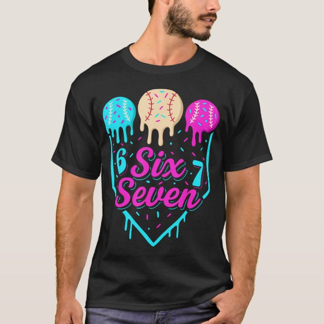 67 Ice Cream Baseball Drip Home Plate Six Seven 6  T-Shirt (Vorderseite)