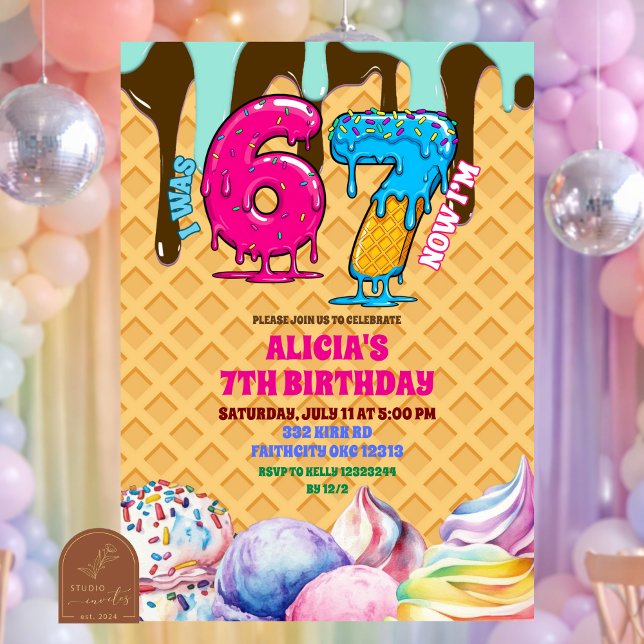 67 ice cream Birthday Party Invitation Einladung (Von Creator hochgeladen)