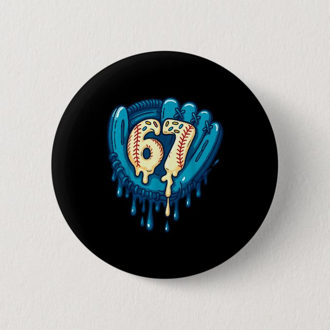 67 Ice Cream Drip Funny Six Seven Baseball  Button (Vorderseite)