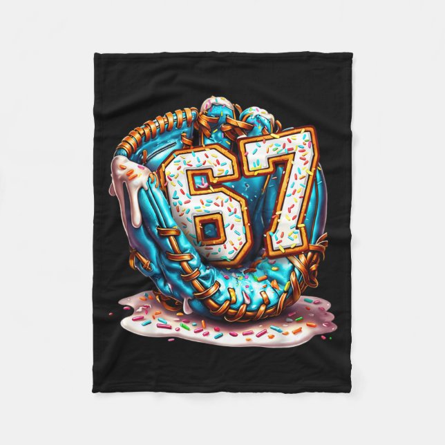 67 Ice Cream Drip Funny Six Seven Baseball  Fleecedecke (Vorderseite)