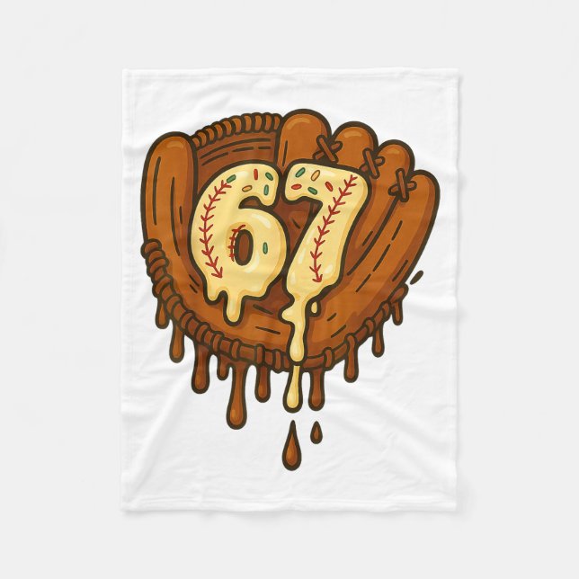 67 Ice Cream Drip Funny Six Seven Baseball  Fleecedecke (Vorderseite)