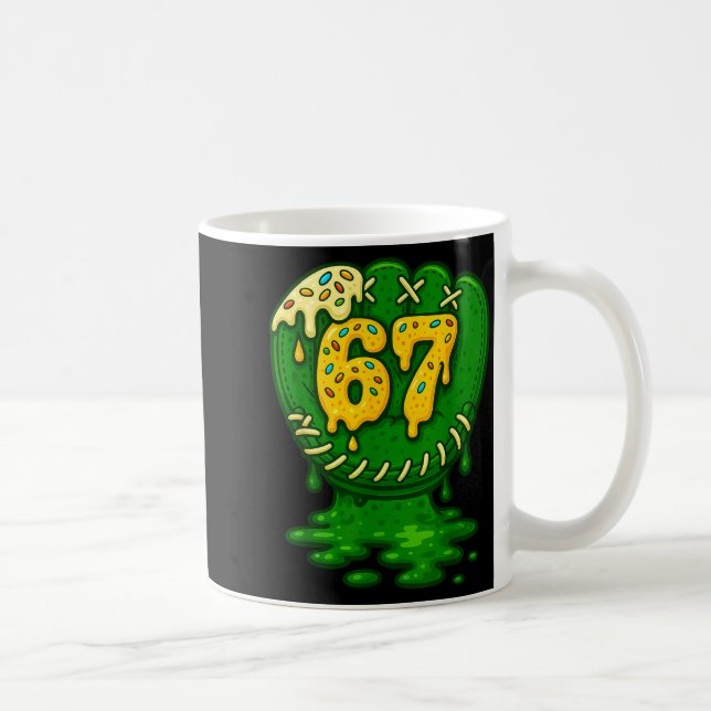 67 Ice Cream Drip Funny Six Seven Baseball  Kaffeetasse (Rechts)