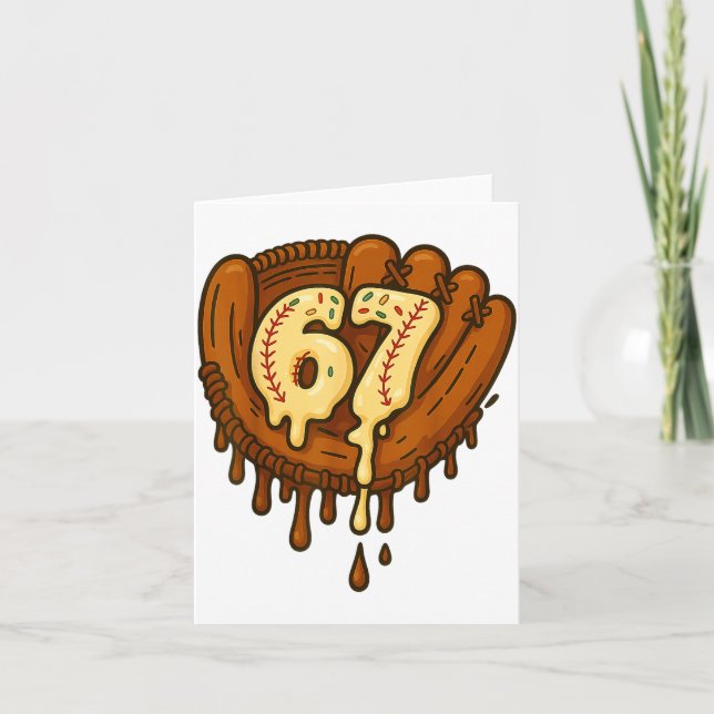 67 Ice Cream Drip Funny Six Seven Baseball  Karte (Vorderseite)