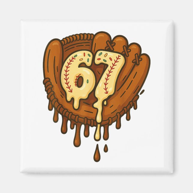 67 Ice Cream Drip Funny Six Seven Baseball  Magnet (Vorne)