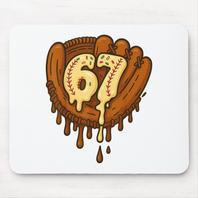 67 Ice Cream Drip Funny Six Seven Baseball  Mousepad (Vorne)