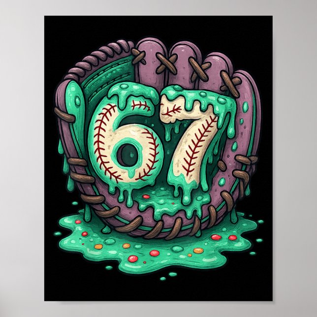 67 Ice Cream Drip Funny Six Seven Baseball  Poster (Vorne)