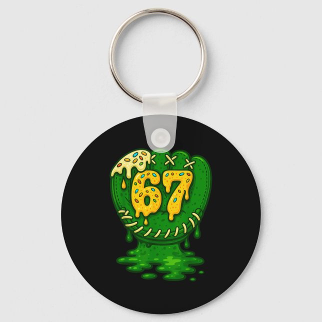 67 Ice Cream Drip Funny Six Seven Baseball  Schlüsselanhänger (Vorderseite)