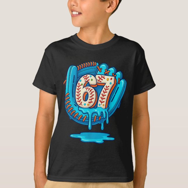 67 Ice Cream Drip Funny Six Seven Baseball  T-Shirt (Vorderseite)