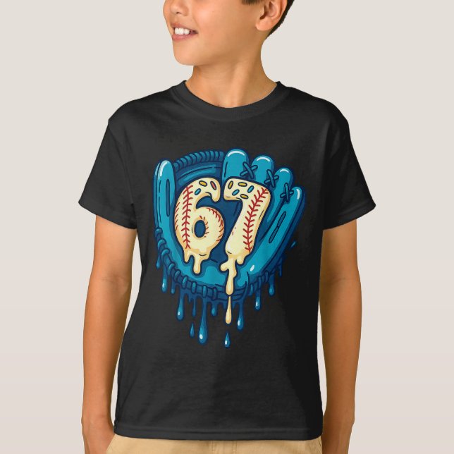 67 Ice Cream Drip Funny Six Seven Baseball  T-Shirt (Vorderseite)