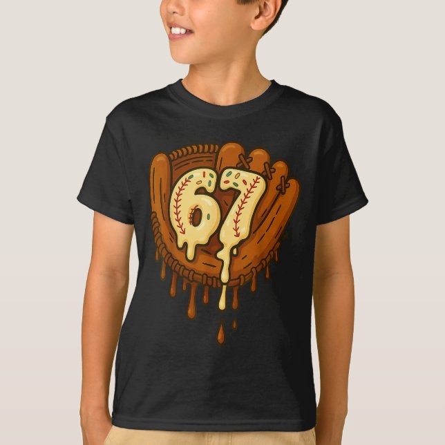 67 Ice Cream Drip Funny Six Seven Baseball  T-Shirt (Vorderseite)