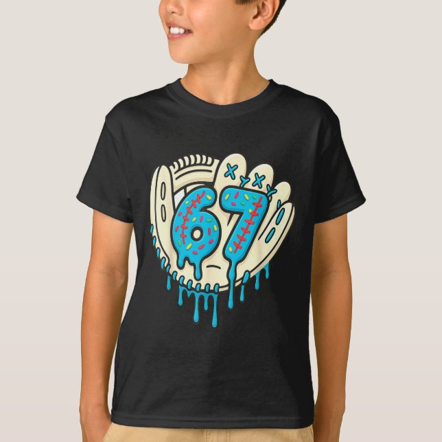 67 Ice Cream Drip Funny Six Seven Baseball  T-Shirt (Vorderseite)