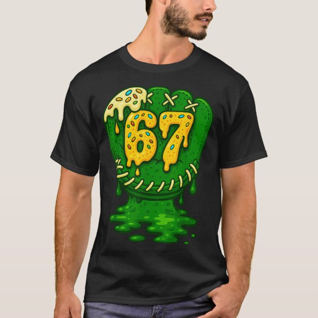 67 Ice Cream Drip Funny Six Seven Baseball  T-Shirt (Vorderseite)
